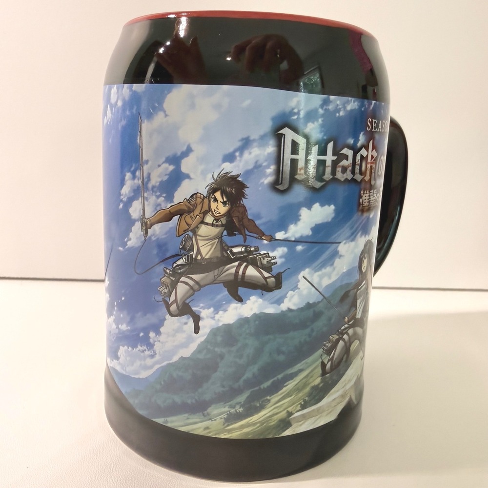 Attack on Titan Season 2 Stein Mug Eren Mikasa Colossal Anime Surreal 2017 NEW - Picture 2 of 8